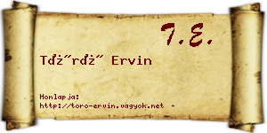 Törő Ervin névjegykártya